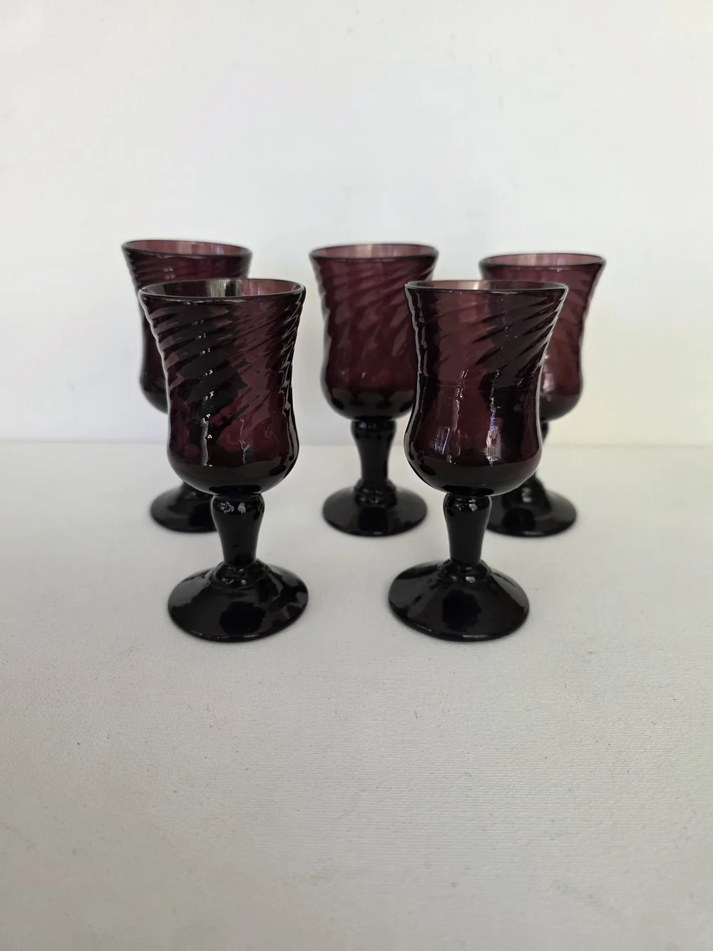 Amethyst Swirl Glass Liqueur Tequila Shot Set Of 5 - Purple